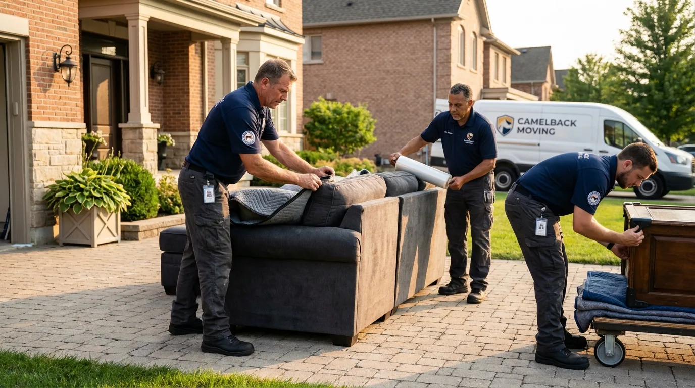 Large estate moving crew wrapping furniture in Cisco, TX